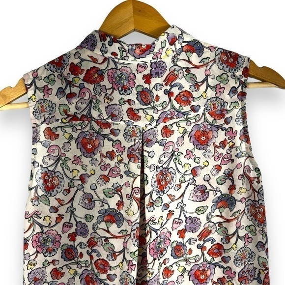4 for $20 SALE! H&M Sleeveless Sheer Button Up Blouse Top, Multi Floral, Size 2 - Picture 8 of 10
